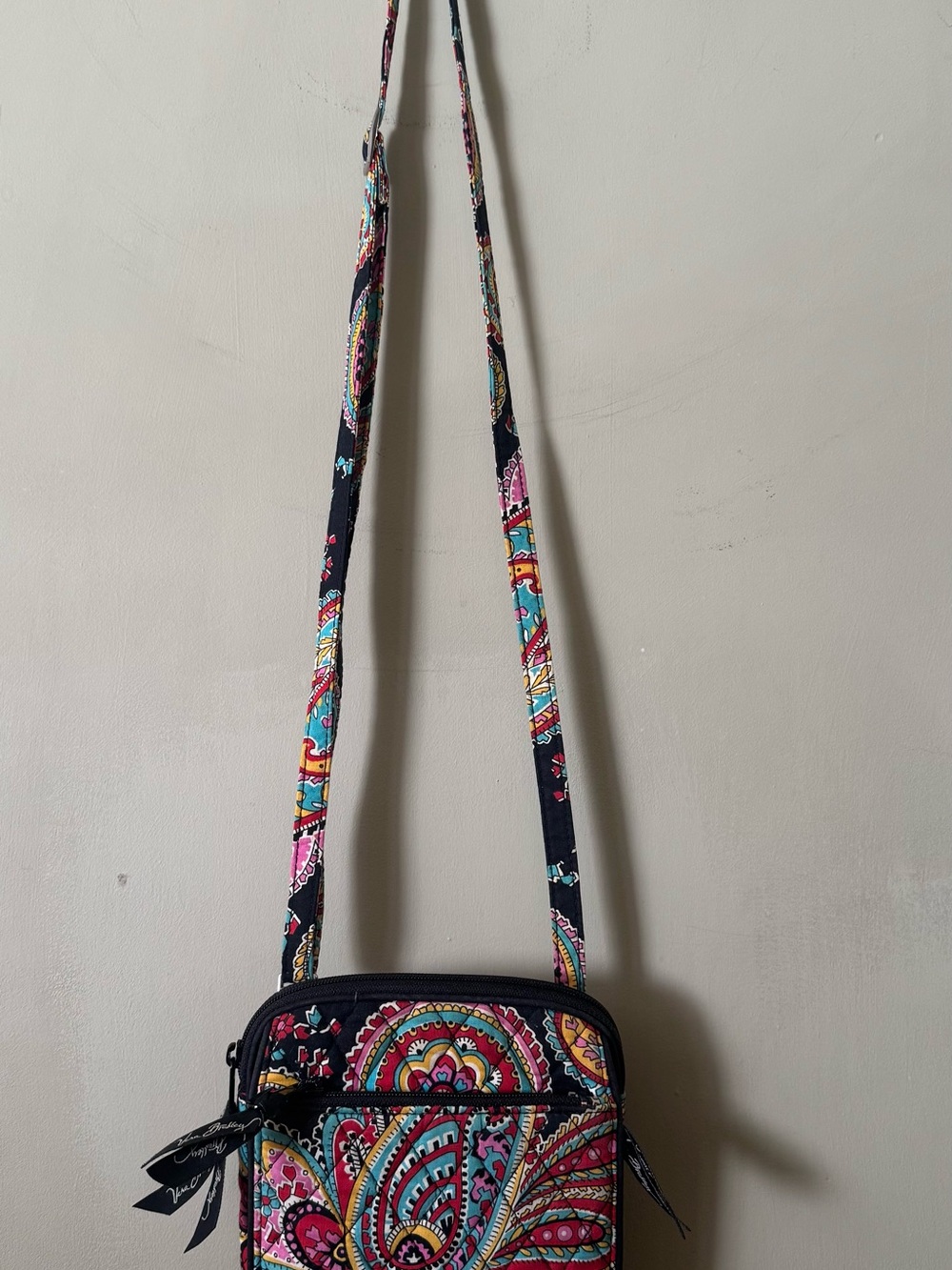 Vera Bradley Parisian Paisley Mini Hipster Flap Crossbody Bag Purse EUC